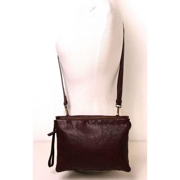 LUCKY BRAND BROWN GENUINE LEATHER ZIP SHOULDER BAG XBODY MESSENGER HANDBAG - Picture 2 of 12